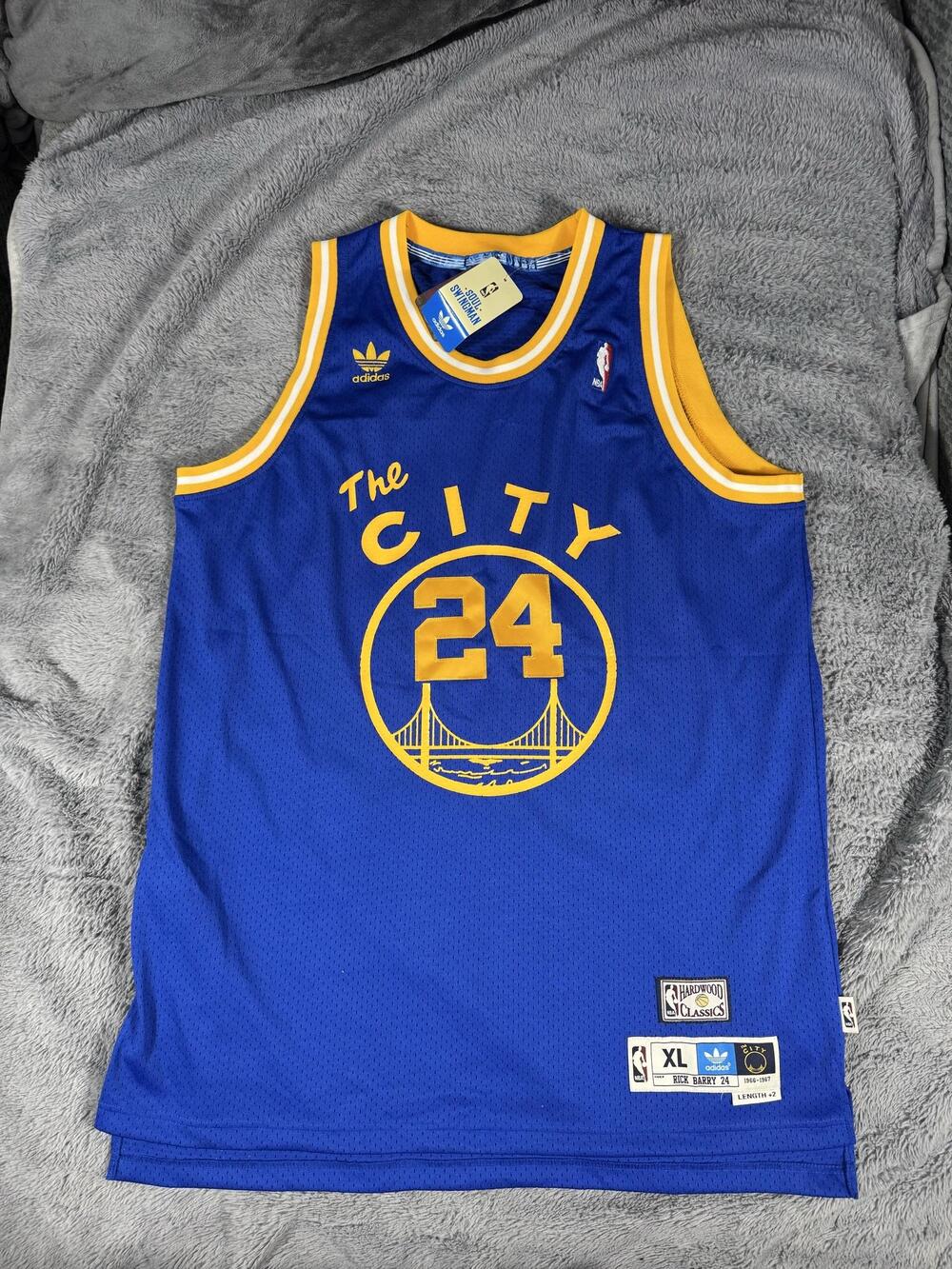 Golden State Warriors Jersey Mens XL Rick Barry Adidas NBA Hardwood Classics